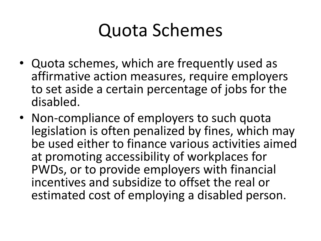 quota schemes