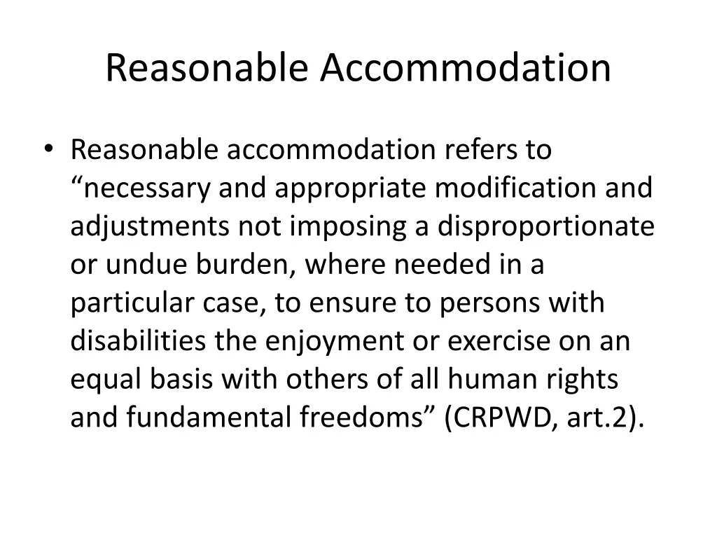 reasonable accommodation