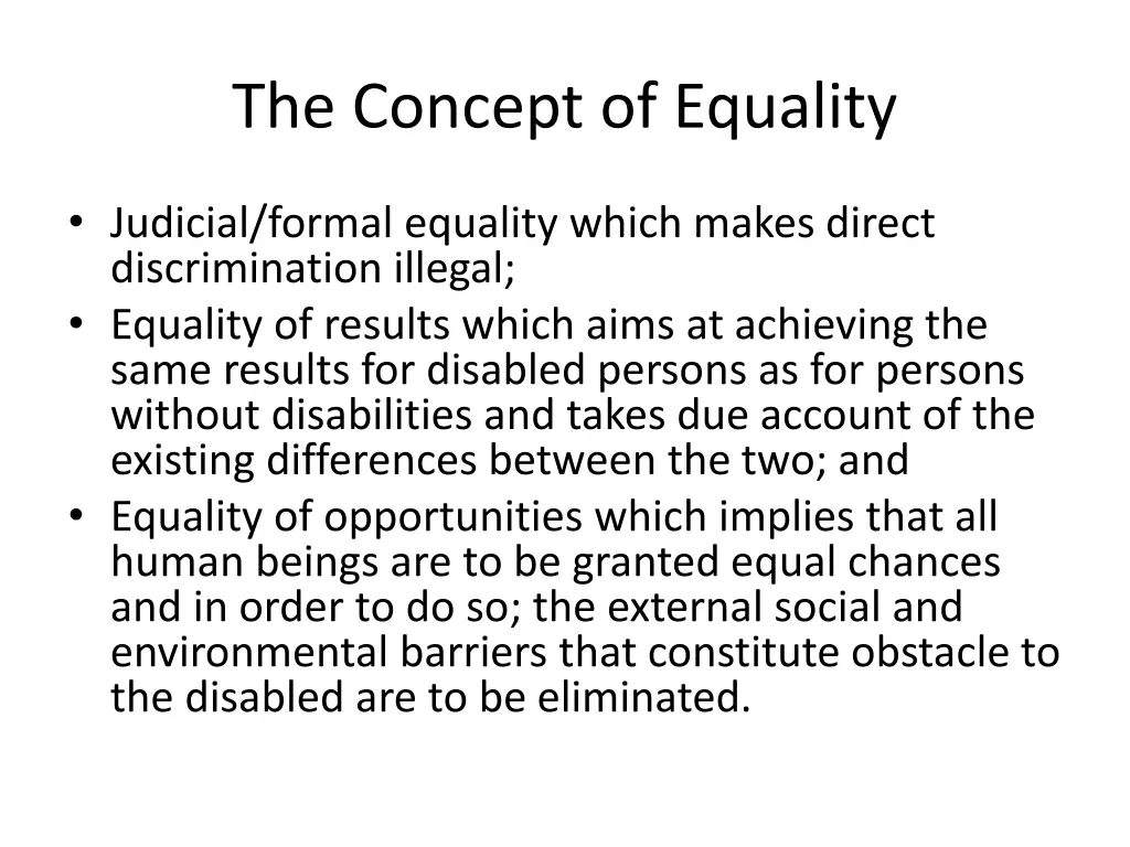 the concept of equality