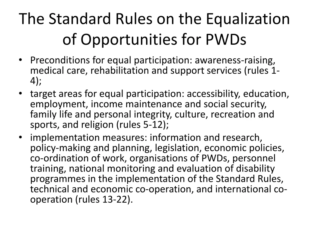 the standard rules on the equalization
