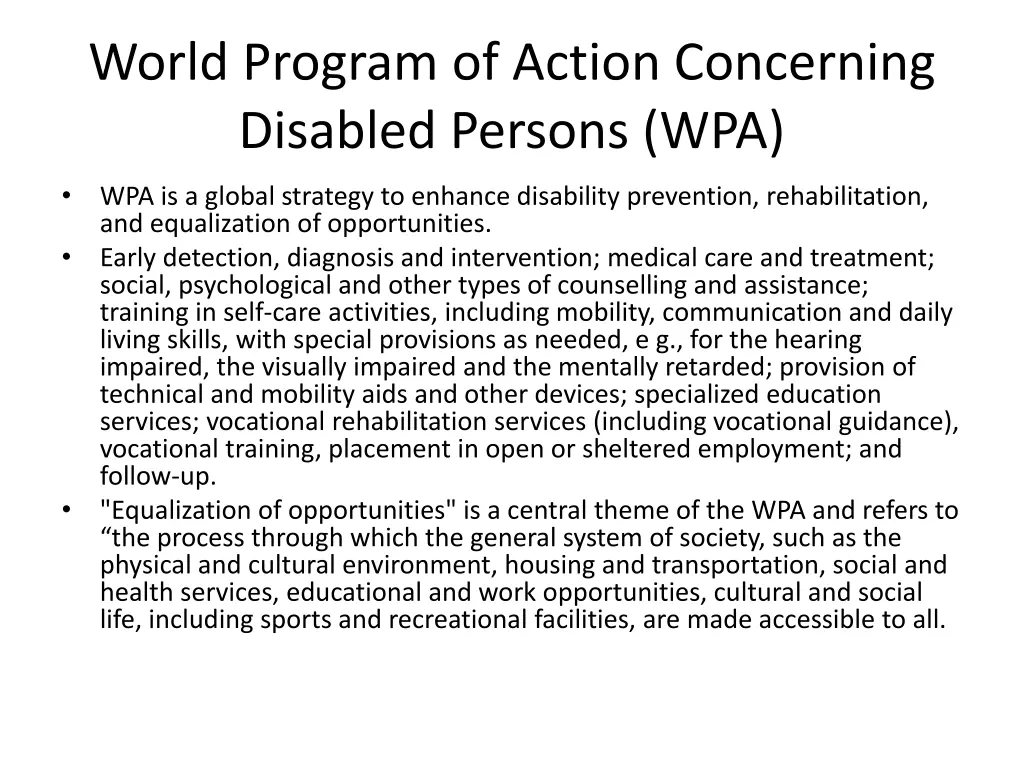world program of action concerning disabled