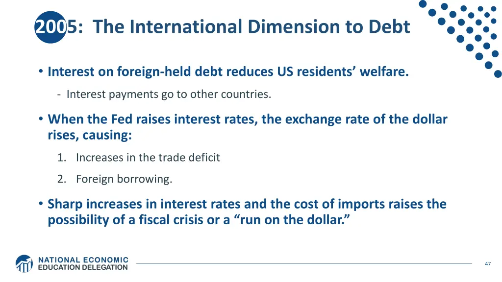 2005 the international dimension to debt