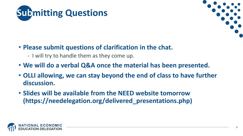 submitting questions