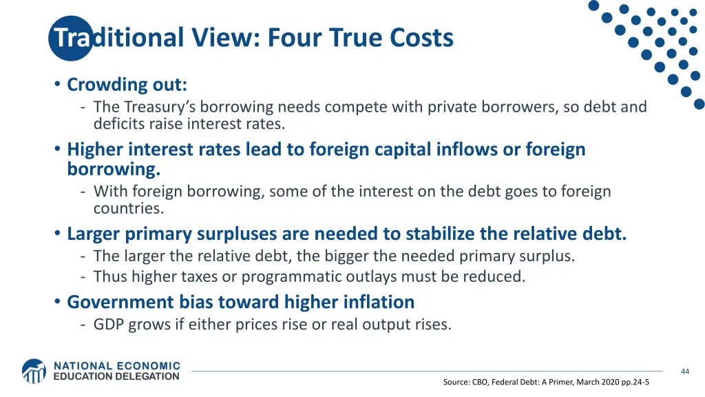 traditional view four true costs