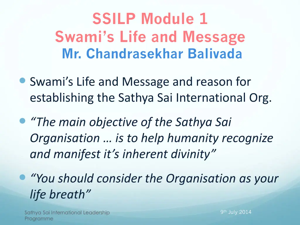 ssilp module 1 swami s life and message