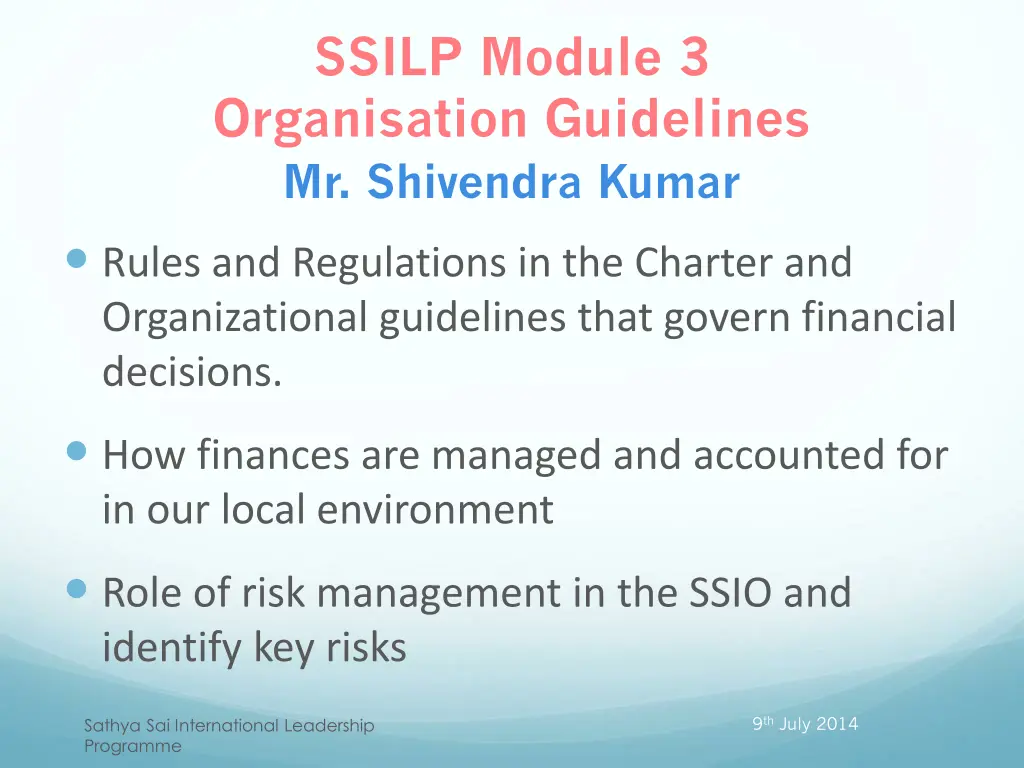 ssilp module 3 organisation guidelines