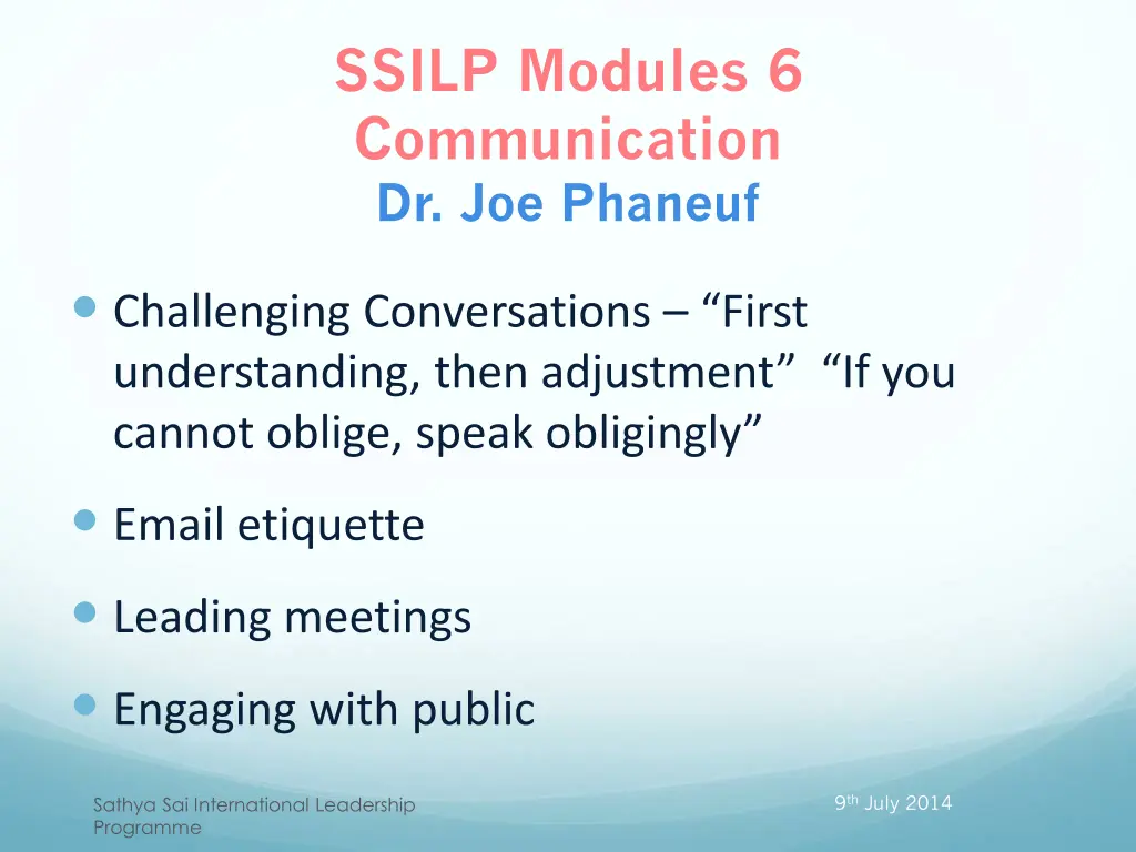 ssilp modules 6 communication dr joe phaneuf