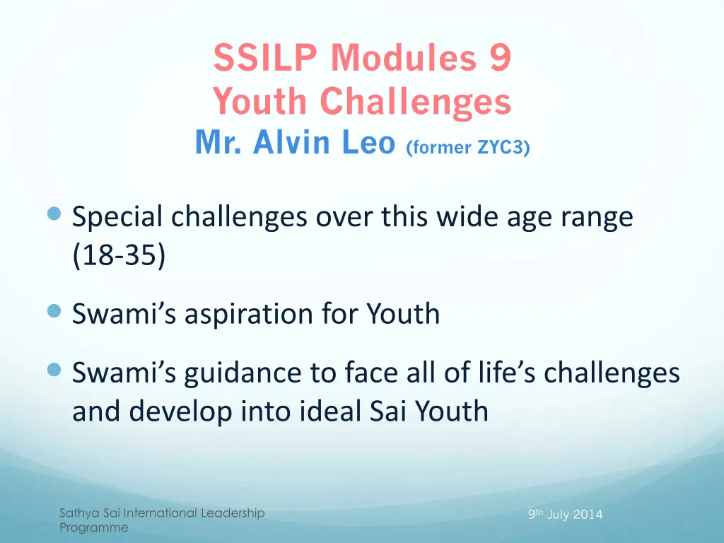 ssilp modules 9 youth challenges mr alvin