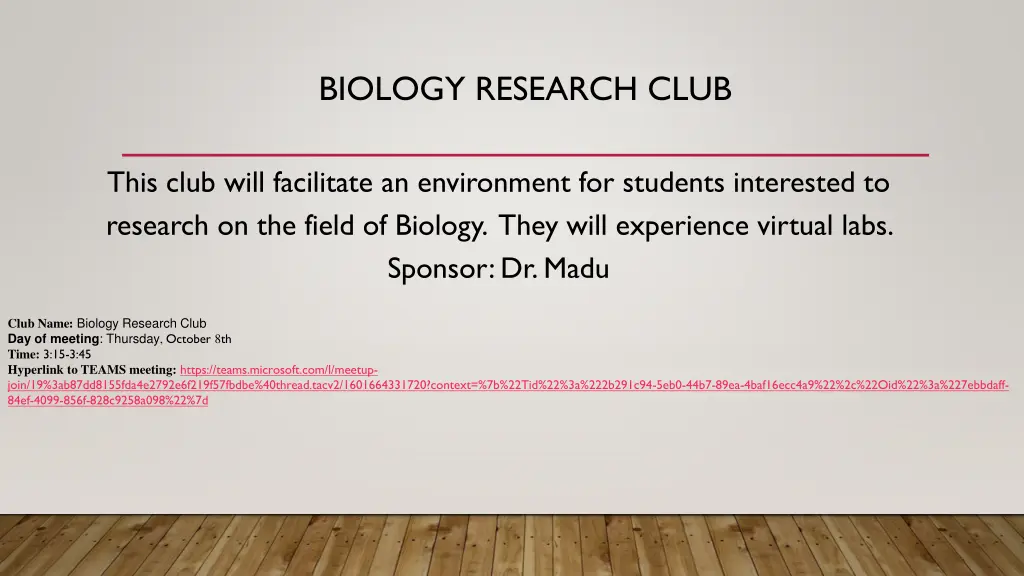 biology research club