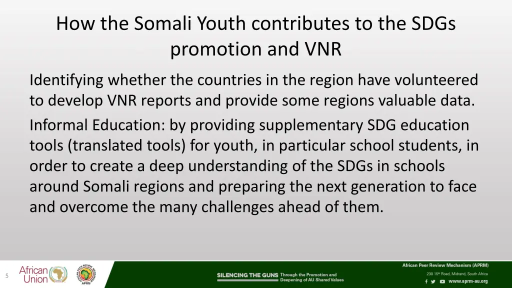how the somali youth contributes to the sdgs 2