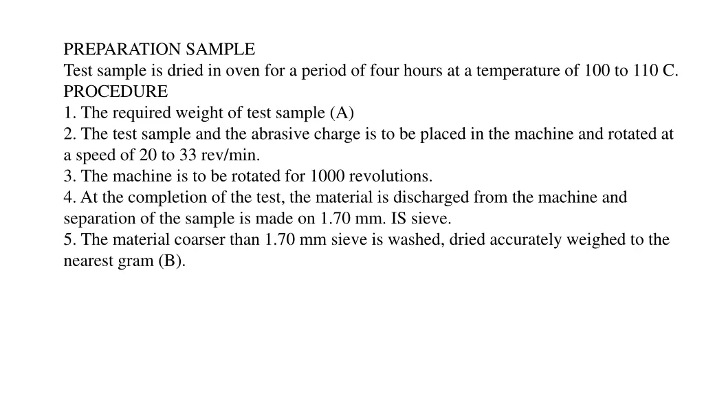 preparation sample test sample is dried in oven