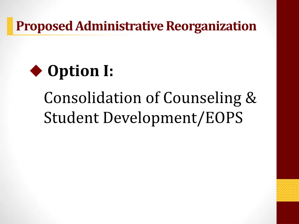 proposed administrative reorganization
