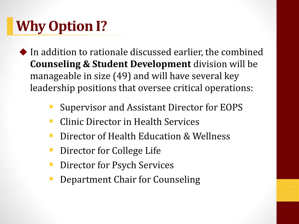why option i
