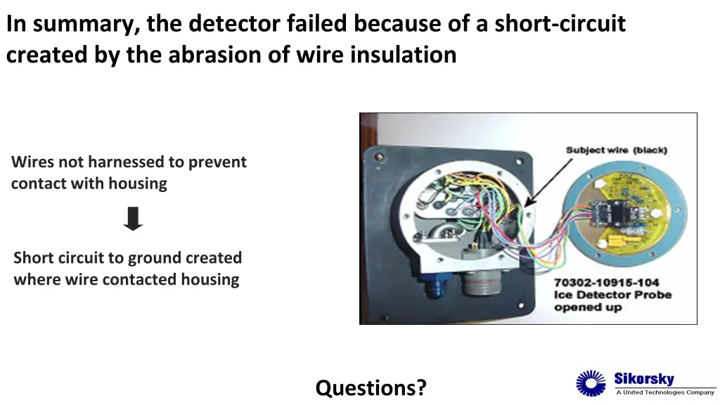 in summary the detector failed because of a short