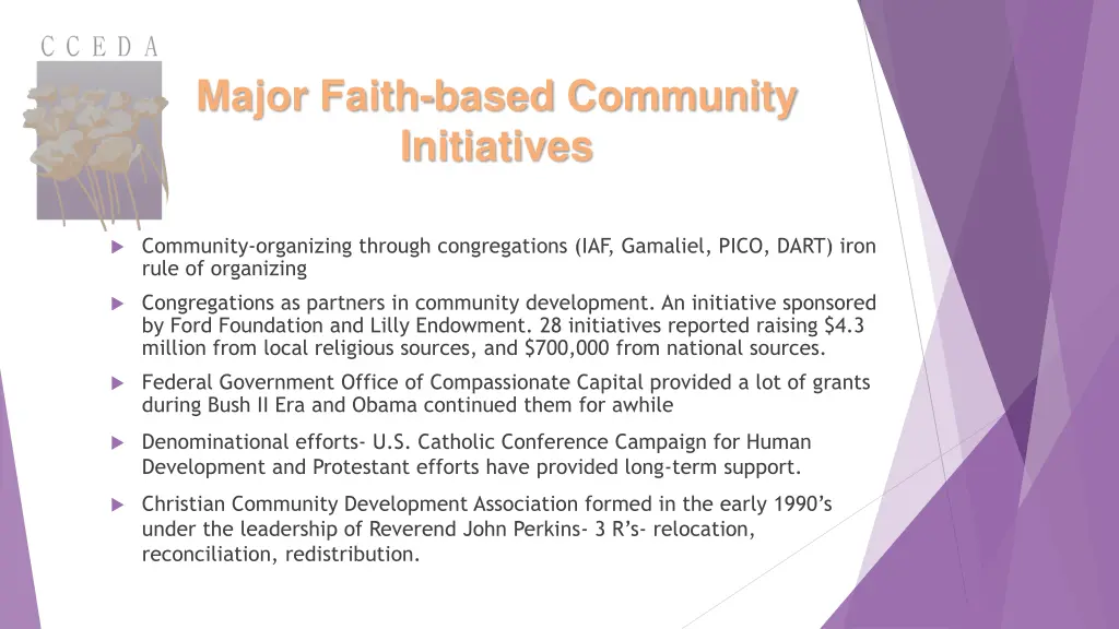 major faith based community initiatives