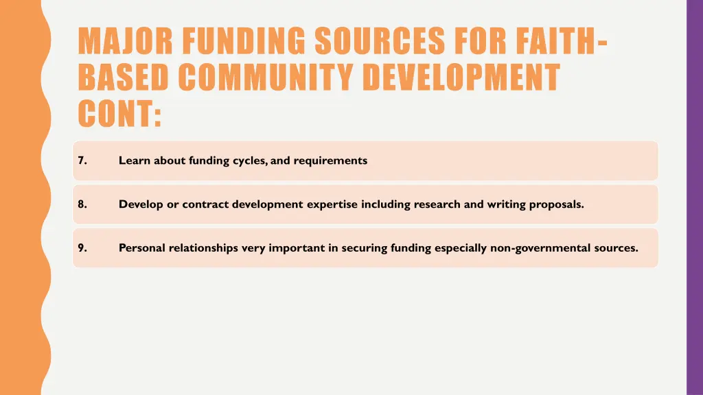 major funding sources for faith based community 1