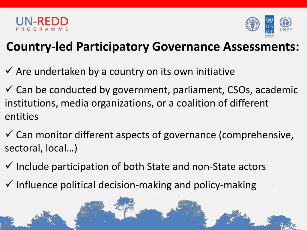 country led participatory governance assessments