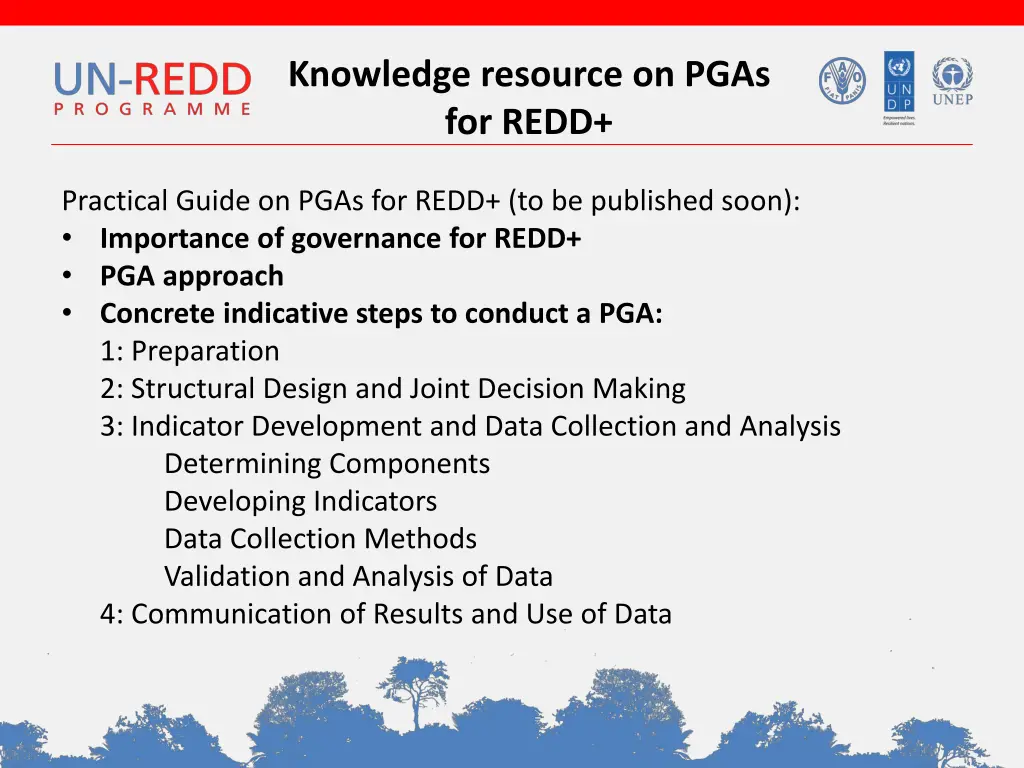 knowledge resource on pgas for redd