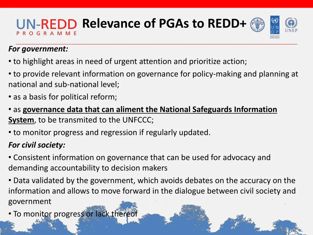 relevance of pgas to redd