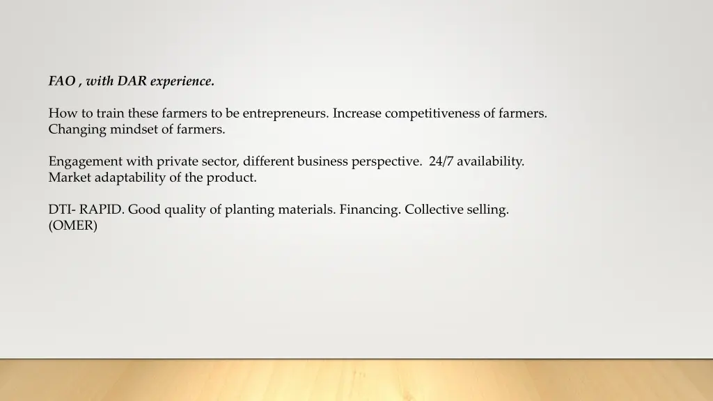 fao with dar experience