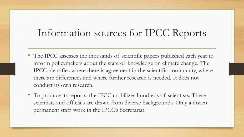information sources for ipcc reports