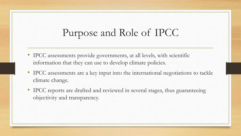 purpose and role of ipcc