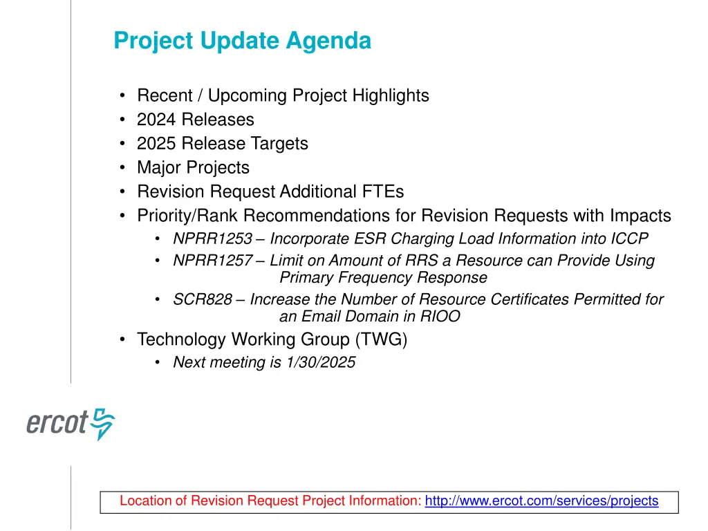 project update agenda