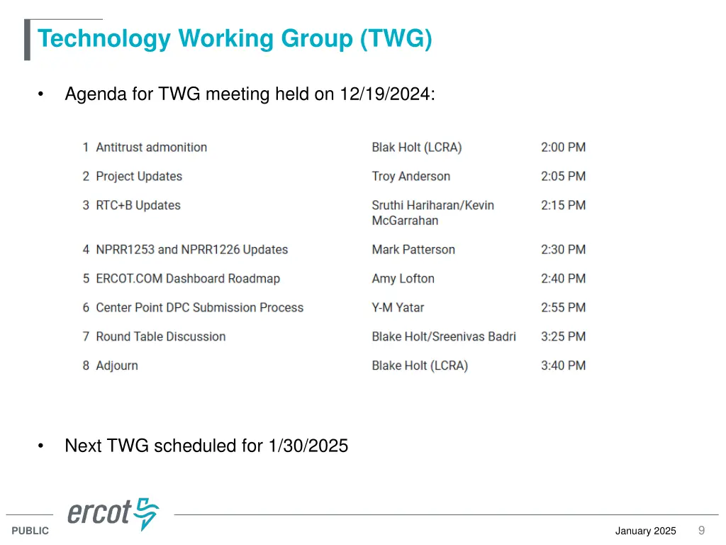 technology working group twg