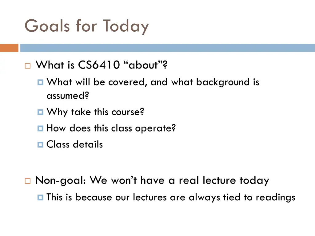 goals for today