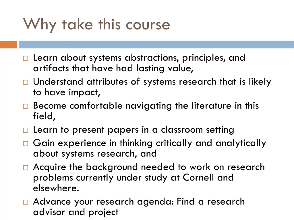 why take this course
