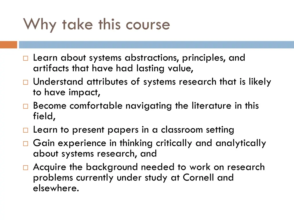 why take this course