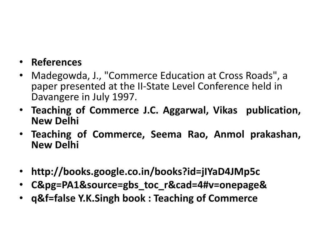 references madegowda j commerce education