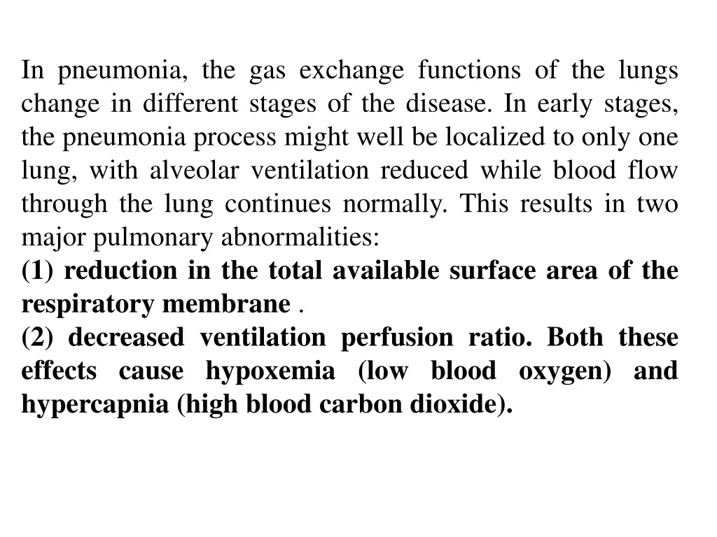 in pneumonia the gas exchange functions