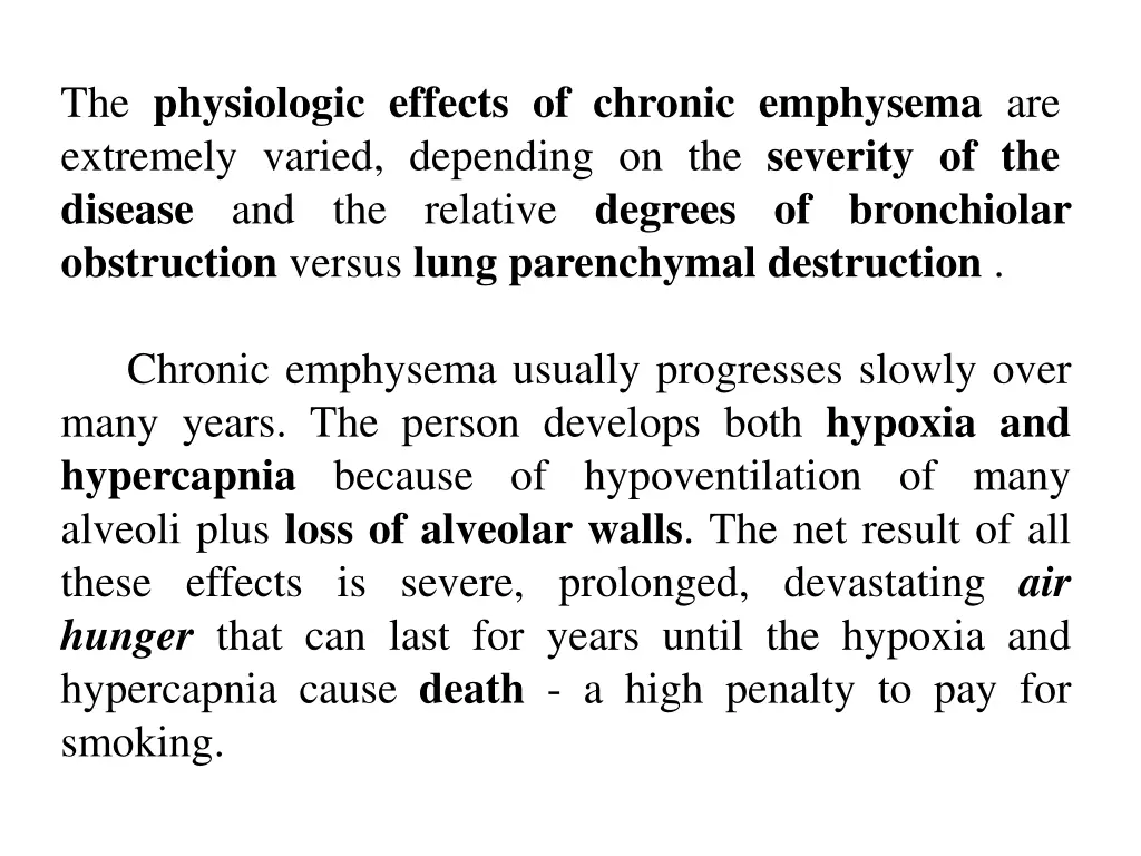 the physiologic effects of chronic emphysema