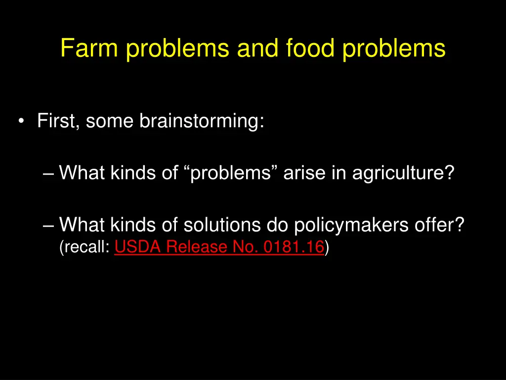 farm problems and food problems