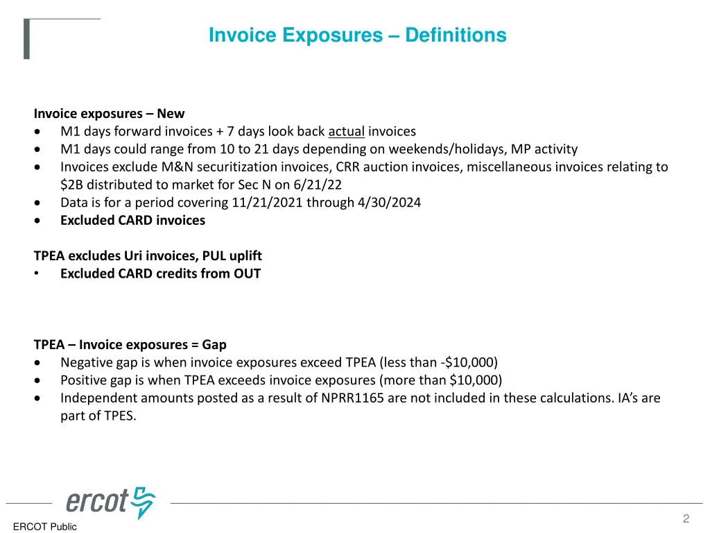 invoice exposures definitions