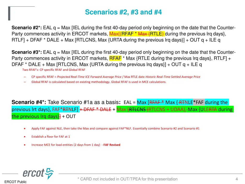 scenarios 2 3 and 4