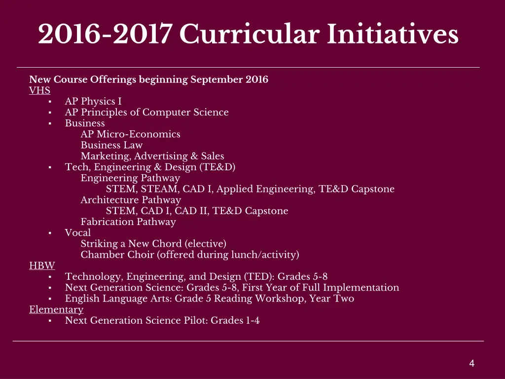 2016 2017 curricular initiatives