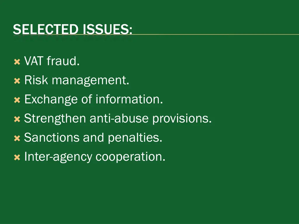 selected issues