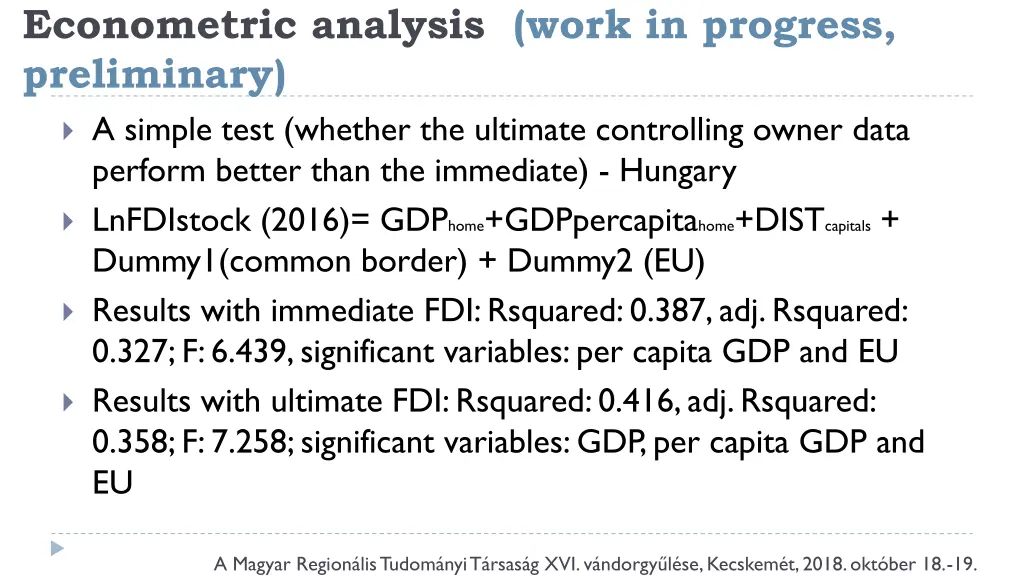 econometric analysis work in progress preliminary