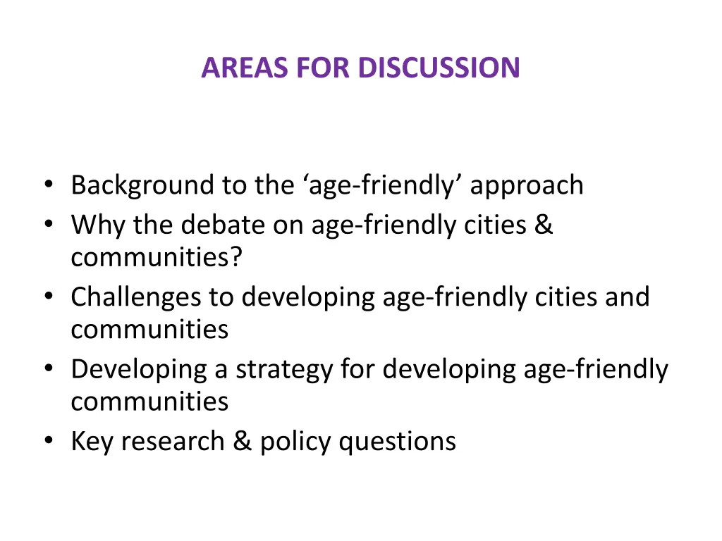 areas for discussion