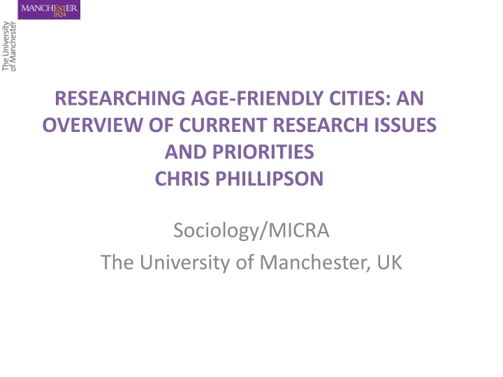researching age friendly cities an overview