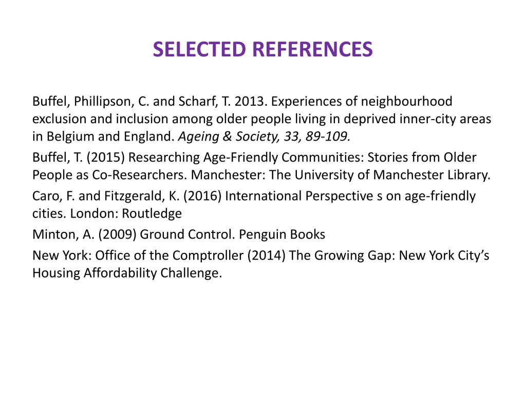 selected references