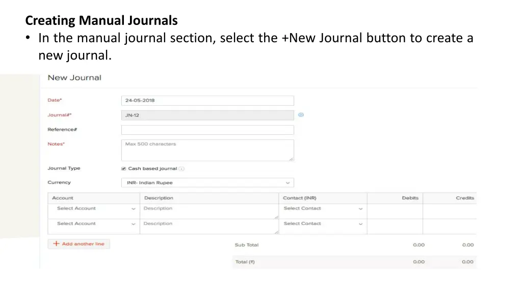 creating manual journals in the manual journal