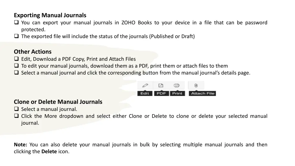 exporting manual journals you can export your
