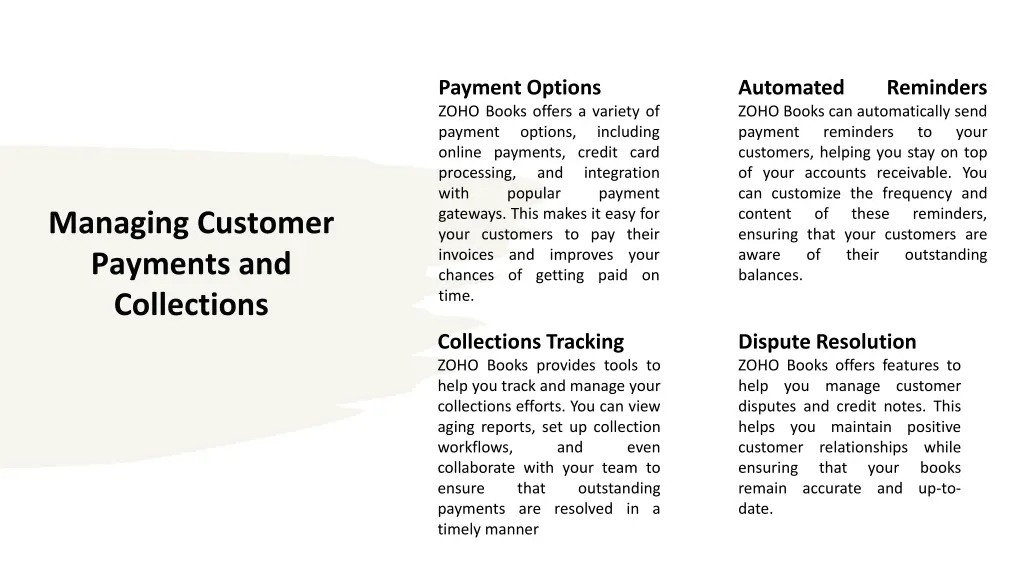 payment options zoho books offers a variety