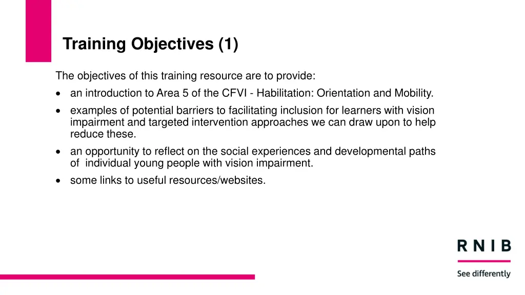 training objectives 1