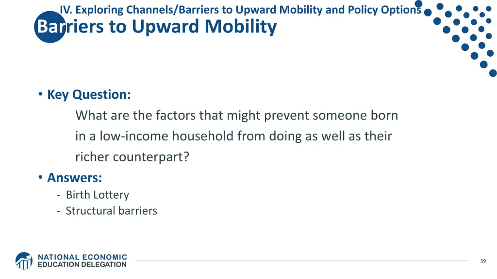 iv exploring channels barriers to upward mobility 1