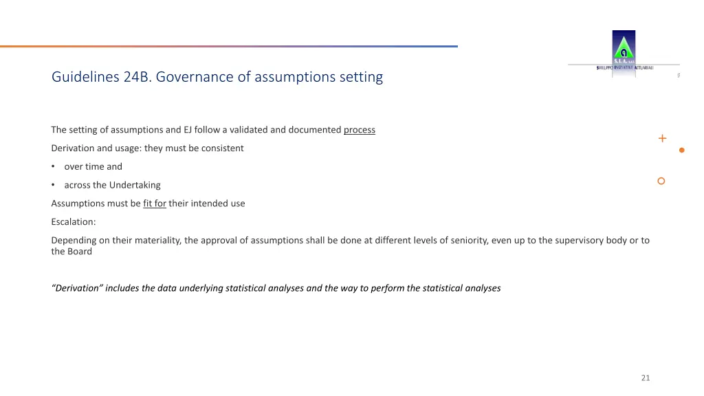 guidelines 24b governance of assumptions setting