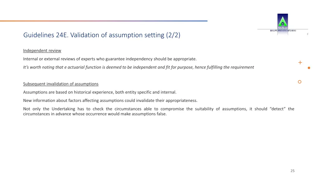 guidelines 24e validation of assumption setting 1